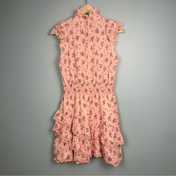 the shirt by rochelle behrens peach pink ruffled floral sleeveless dress size XS - Picture 7 of 10